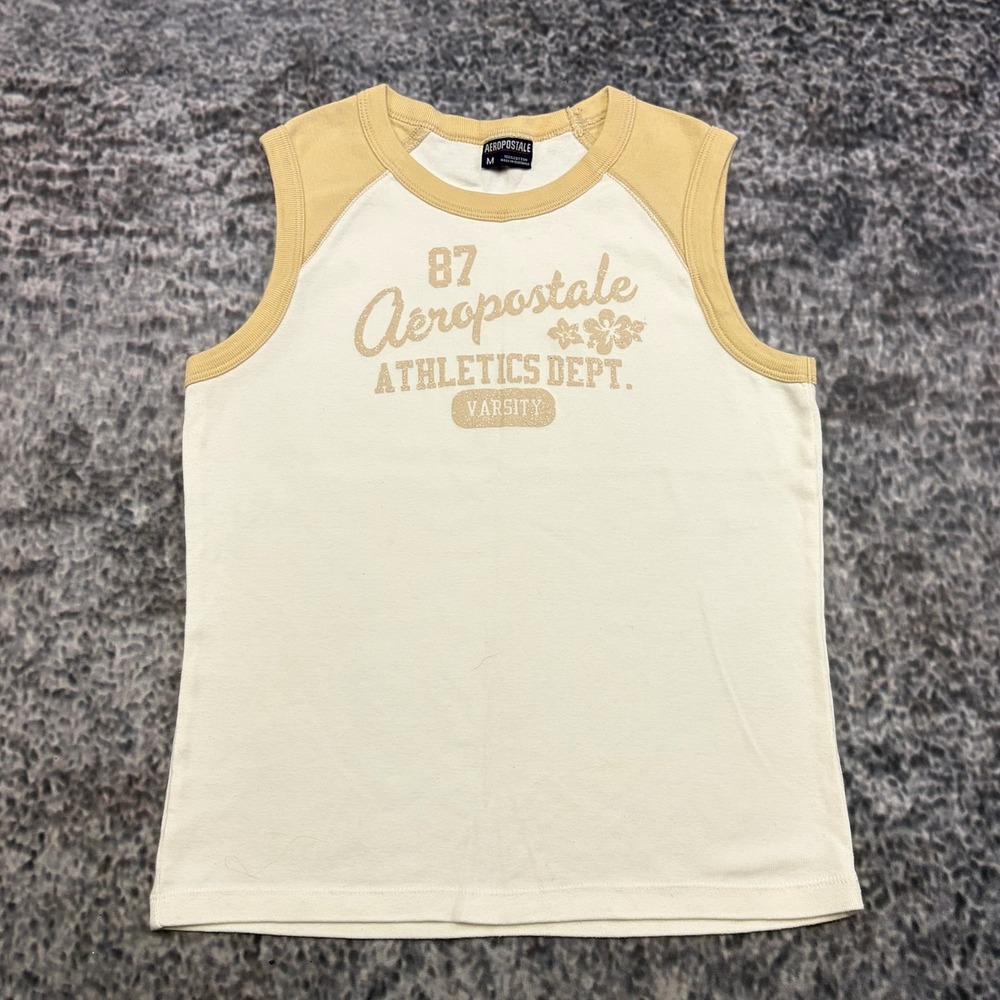 VTG Aeropostale Athletics Dept Tank Top Womens Medium White Y2K Sleeveless Shirt